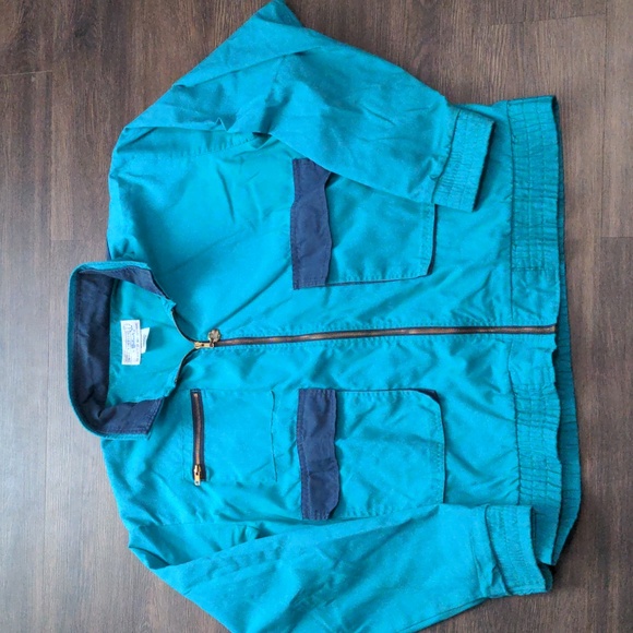 Westmark Imprintables Adult Size Large Green with Blue Vintage Zip Jacket - Picture 4 of 7